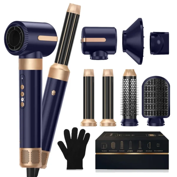 7-in-1-Haartrocknerbürste, bürstenloser Hochgeschwindigkeits-Haartrockner mit Diffusor, ionischer Föhn, Heißluft-Styling-Kamm, automatischer Lockenwickler – Bild 4