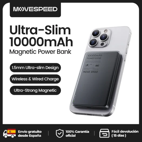 MOVESPEED S10 10000 mAh Magnetische Power Bank Schnelle Ladung Tragbare Externe Batterie Mini Wireless Powerbank für iPhone 16 Samsung – Bild 2