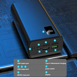 Reise-Powerbank 50000 mAh mit 5 Ausgängen und 2 Eingängen, externer Akku mit hoher Kapazität für iPhone, Samsung Galaxy