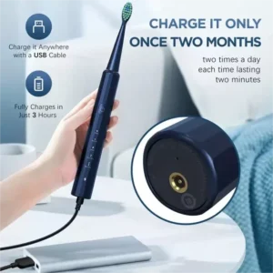 SEJOY Sonic elektrische Zahnbürste, Zahnaufhellung, Vibration, 5 Modi, 8 Ersatzbürstenköpfe, USB wiederaufladbar