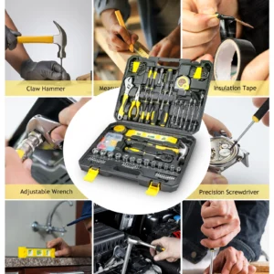 140-teiliges Werkzeugset mit Aufbewahrungskoffer, Tragbares DIY-Handwerkzeug-Set für Heimreparaturen, Anfänger und Studenten