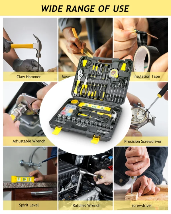 140-teiliges Werkzeugset mit Aufbewahrungskoffer, Tragbares DIY-Handwerkzeug-Set für Heimreparaturen, Anfänger und Studenten – Bild 4
