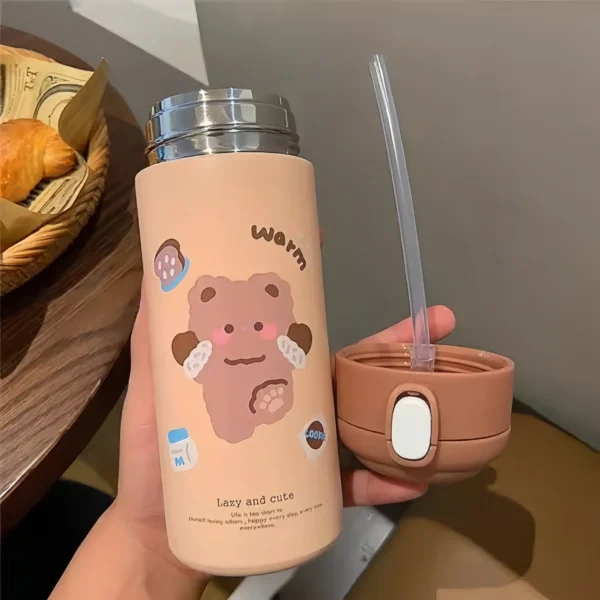 380ML Edelstahl Thermoskanne Vakuum Flasche Niedlichen Cartoon Thermische Springende Wasser Flasche Isolierte Stroh Tassen Tumbler Drink – Bild 10