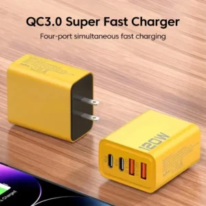 Nur Neueinkäufer 0.19€ Quick Charge 3.0 Fast Charger Muti Total 120W 4 Port USB Type C PD Mobile Phone Wall Adapter for iPhone 16 Samsung S24