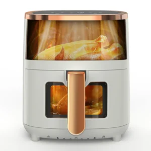 OYAJIA Airfryer Heißluftfritteuse, 8-in-1 Air Fryer XXL 6L, Heissluftfritteuse mit 2 Sichtfenster, 55 Prozent energiesparend, spülmaschinenfeste Körbe