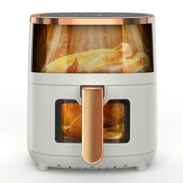 OYAJIA Airfryer Heißluftfritteuse, 8-in-1 Air Fryer XXL 6L, Heissluftfritteuse mit 2 Sichtfenster, 55 Prozent energiesparend, spülmaschinenfeste Körbe