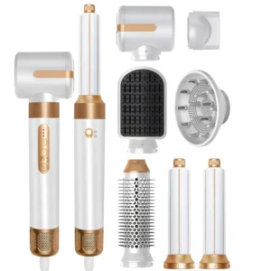 7-in-1-Haartrocknerbürste, bürstenloser Hochgeschwindigkeits-Haartrockner mit Diffusor, ionischer Föhn, Heißluft-Styling-Kamm, automatischer Lockenwickler