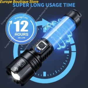 Wiederaufladbare Taschenlampen mit hohem Lumen, 990.000 Lumen, hellste LED-Taschenlampe mit 5 Modi, leistungsstarke wasserdichte Taschenlampe