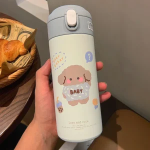 380ML Edelstahl Thermoskanne Vakuum Flasche Niedlichen Cartoon Thermische Springende Wasser Flasche Isolierte Stroh Tassen Tumbler Drink