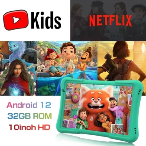 PRITOM 10-Zoll-Kinder-Android-Tablet, 4 GB (2+2)+32 GB, Quad Core, 6000 mAh, WiFi 6, Dual-Kamera, Bluetooth, Kleinkind-Tablet