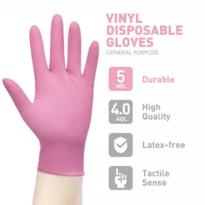 100 Stück rosa Nitril-Einweghandschuhe, puder- und latexfreie Handschuhe zum Kochen in der Küche, Haushalt, Schönheit, Haustierpflege, Haarfärbehandschuhe