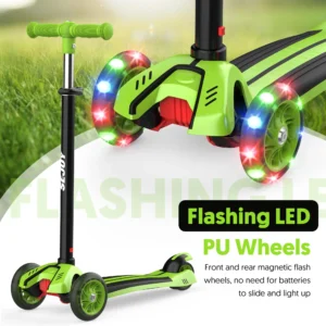 SEJOY faltbarer Kinderroller, höhenverstellbar, 3-Rad-Roller mit Blitzrädern, Roller für Kinder im Alter von 3–12 Jahren, Geschenk
