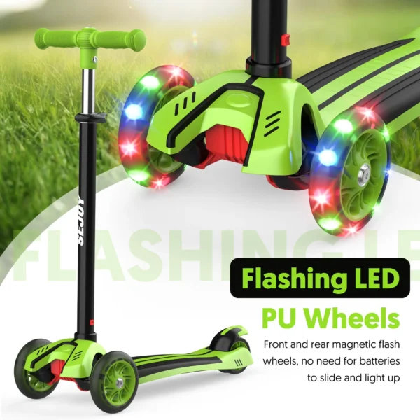 SEJOY faltbarer Kinderroller, höhenverstellbar, 3-Rad-Roller mit Blitzrädern, Roller für Kinder im Alter von 3–12 Jahren, Geschenk – Bild 6