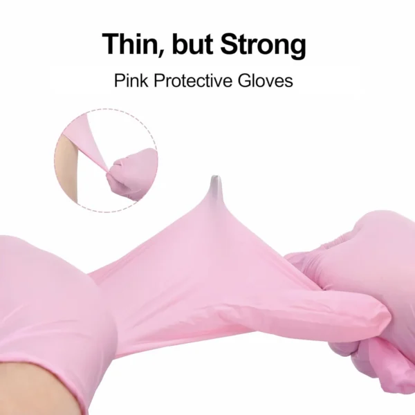 100 Stück rosa Nitril-Einweghandschuhe, puder- und latexfreie Handschuhe zum Kochen in der Küche, Haushalt, Schönheit, Haustierpflege, Haarfärbehandschuhe – Bild 9