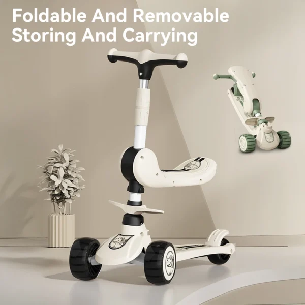 Kinderroller Sit or Stand Ride mit blinkenden Rädern, Musiklichtern, faltbarer Sitz für Jungen und Mädchen im Alter von 3–10 Jahren – Bild 2