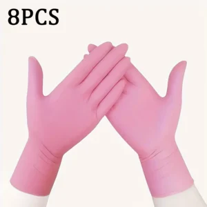 100 Stück rosa Nitril-Einweghandschuhe, puder- und latexfreie Handschuhe zum Kochen in der Küche, Haushalt, Schönheit, Haustierpflege, Haarfärbehandschuhe