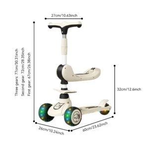 Kinderroller Sit or Stand Ride mit blinkenden Rädern, Musiklichtern, faltbarer Sitz für Jungen und Mädchen im Alter von 3–10 Jahren