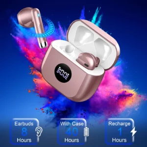 DRSAEC Kabellose Ohrhörer, Bluetooth 5.3-Ohrhörer mit LED-Power-Display, In-Ear-Mikrofon mit Geräuschunterdrückung, 40-Stunden-Wiedergabe.