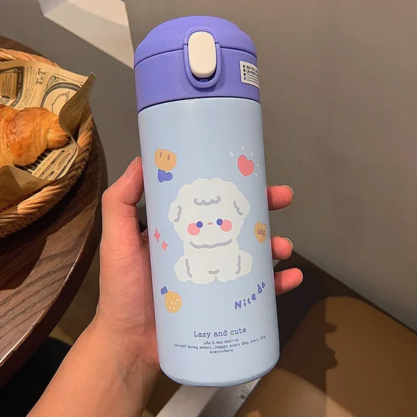 380ML Edelstahl Thermoskanne Vakuum Flasche Niedlichen Cartoon Thermische Springende Wasser Flasche Isolierte Stroh Tassen Tumbler Drink – Bild 4
