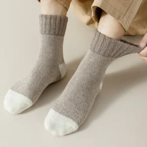 5 Paar Herren-Wintersocken, dickes Fleece, warme Handtuch-Untersocken, mittlere Röhre, Sportsocken, hohe Qualität