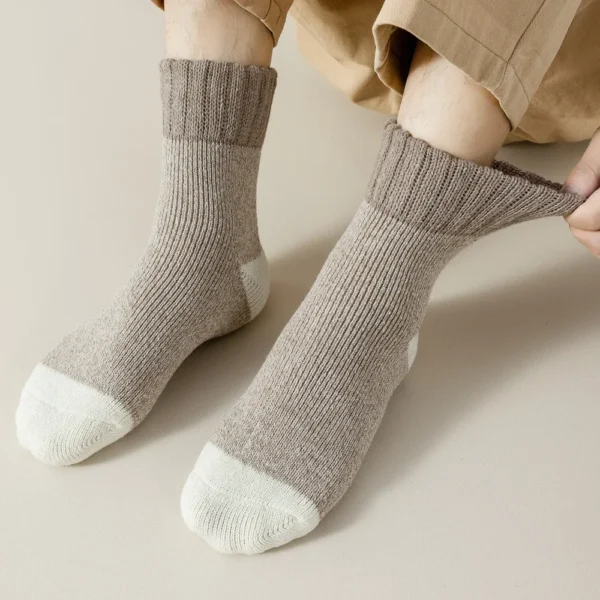 5 Paar Herren-Wintersocken, dickes Fleece, warme Handtuch-Untersocken, mittlere Röhre, Sportsocken, hohe Qualität – Bild 10