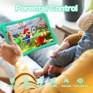 PRITOM 10-Zoll-Kinder-Android-Tablet, 4 GB (2+2)+32 GB, Quad Core, 6000 mAh, WiFi 6, Dual-Kamera, Bluetooth, Kleinkind-Tablet