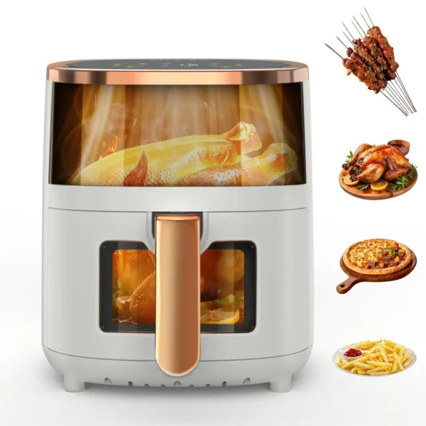 OYAJIA Airfryer Heißluftfritteuse, 8-in-1 Air Fryer XXL 6L, Heissluftfritteuse mit 2 Sichtfenster, 55 Prozent energiesparend, spülmaschinenfeste Körbe – Bild 3
