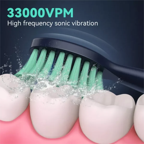 SEJOY Sonic elektrische Zahnbürste, Zahnaufhellung, Vibration, 5 Modi, 8 Ersatzbürstenköpfe, USB wiederaufladbar – Bild 5