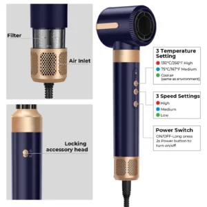 7-in-1-Haartrocknerbürste, bürstenloser Hochgeschwindigkeits-Haartrockner mit Diffusor, ionischer Föhn, Heißluft-Styling-Kamm, automatischer Lockenwickler