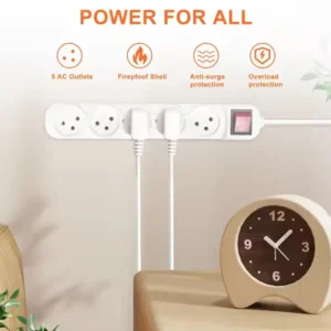 Steckdosenleiste, israelische Steckdosen, 3/4/5-Wege-Wechselstrom, elektrisch geschaltete Steckdosen, 16 A-Draht, 1 m Verlängerungskabel, Wandmontage, für Zuhause und Büro