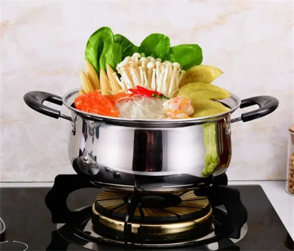 Edelstahl topf Doppelten Boden Suppe Topf Nichtmagnetischen Kochen mehrzweck Kochgeschirr Non stick Pan induktion herd verwendet topf – Bild 15