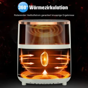OYAJIA Airfryer Heißluftfritteuse, 8-in-1 Air Fryer XXL 6L, Heissluftfritteuse mit 2 Sichtfenster, 55 Prozent energiesparend, spülmaschinenfeste Körbe