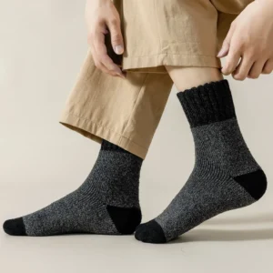 5 Paar Herren-Wintersocken, dickes Fleece, warme Handtuch-Untersocken, mittlere Röhre, Sportsocken, hohe Qualität