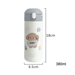 380ML Edelstahl Thermoskanne Vakuum Flasche Niedlichen Cartoon Thermische Springende Wasser Flasche Isolierte Stroh Tassen Tumbler Drink