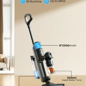 Laresar M3 Kabelloser Nass- und Trockensauger mit Wischfunktion, Randreinigungsdesign, 55 Minuten Laufzeit, automatische Saugkraftregelung, selbstreinigender Bodenreiniger, intelligentes Haushaltsgerät.