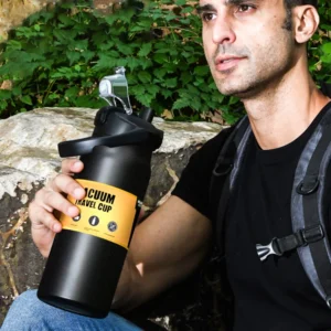 Outdoor-Thermoskanne, tragbar, Thermobecher aus Edelstahl 304, Tumbler, Isolierflaschen, kalte und heiße Sportwasserflasche mit Strohhalm
