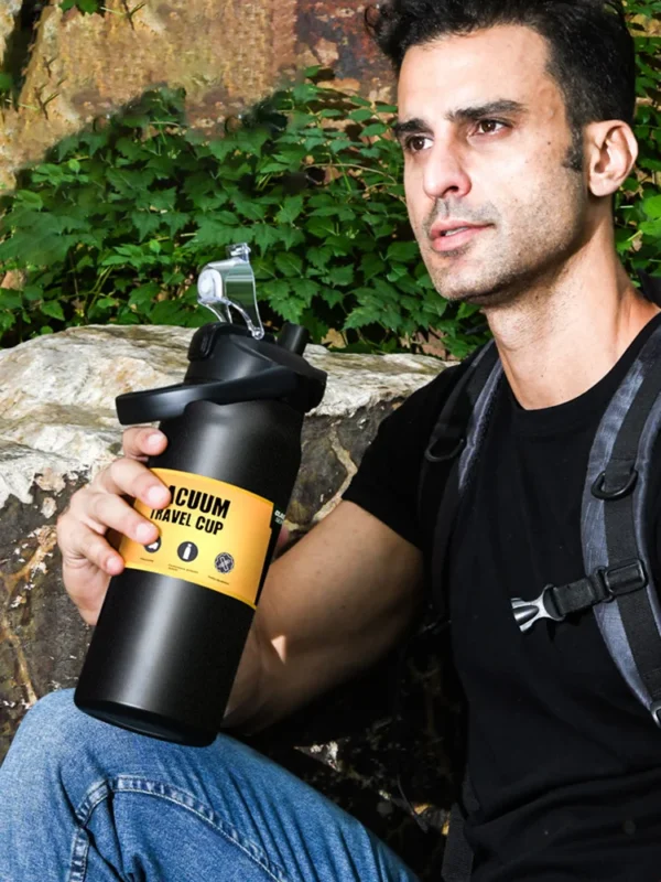 Outdoor-Thermoskanne, tragbar, Thermobecher aus Edelstahl 304, Tumbler, Isolierflaschen, kalte und heiße Sportwasserflasche mit Strohhalm – Bild 15