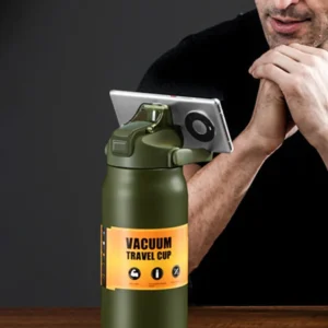 Outdoor-Thermoskanne, tragbar, Thermobecher aus Edelstahl 304, Tumbler, Isolierflaschen, kalte und heiße Sportwasserflasche mit Strohhalm