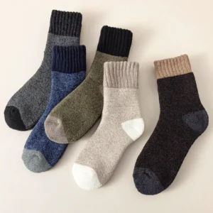 5 Paar Herren-Wintersocken, dickes Fleece, warme Handtuch-Untersocken, mittlere Röhre, Sportsocken, hohe Qualität