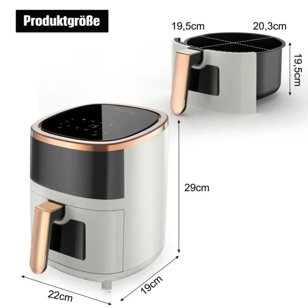 OYAJIA Airfryer Heißluftfritteuse, 8-in-1 Air Fryer XXL 6L, Heissluftfritteuse mit 2 Sichtfenster, 55 Prozent energiesparend, spülmaschinenfeste Körbe – Bild 8