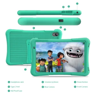 PRITOM 10-Zoll-Kinder-Android-Tablet, 4 GB (2+2)+32 GB, Quad Core, 6000 mAh, WiFi 6, Dual-Kamera, Bluetooth, Kleinkind-Tablet