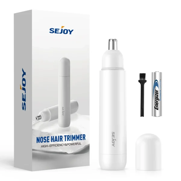 SEJOY Ohr- und Nasenhaarschneider, tragbar, mit AAA-Batterie, batteriebetrieben, für Männer und Frauen (weiß)