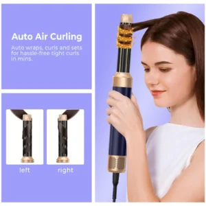 7-in-1-Haartrocknerbürste, bürstenloser Hochgeschwindigkeits-Haartrockner mit Diffusor, ionischer Föhn, Heißluft-Styling-Kamm, automatischer Lockenwickler