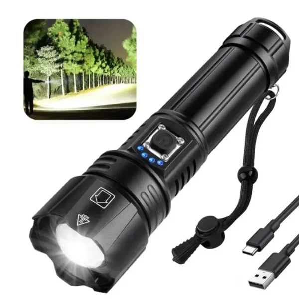 Wiederaufladbare Taschenlampen mit hohem Lumen, 990.000 Lumen, hellste LED-Taschenlampe mit 5 Modi, leistungsstarke wasserdichte Taschenlampe – Bild 4