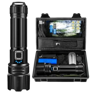 Wiederaufladbare Taschenlampen mit hohem Lumen, 990.000 Lumen, hellste LED-Taschenlampe mit 5 Modi, leistungsstarke wasserdichte Taschenlampe