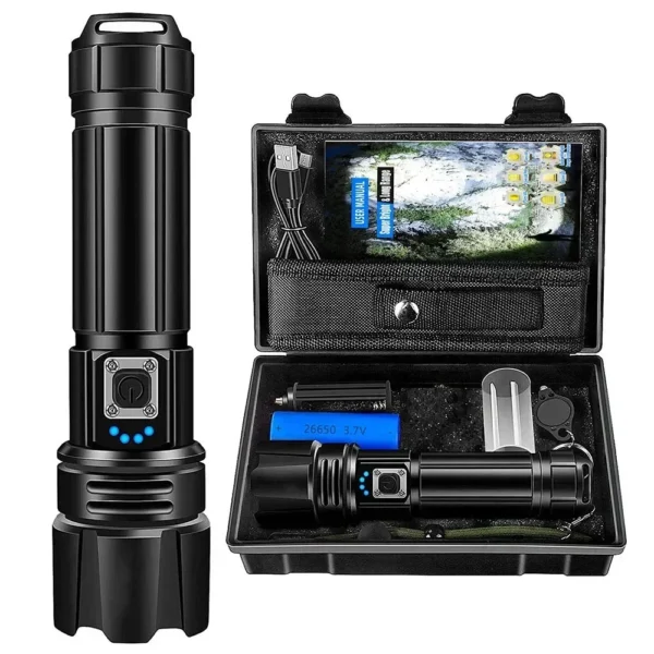 Wiederaufladbare Taschenlampen mit hohem Lumen, 990.000 Lumen, hellste LED-Taschenlampe mit 5 Modi, leistungsstarke wasserdichte Taschenlampe