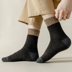 5 Paar Herren-Wintersocken, dickes Fleece, warme Handtuch-Untersocken, mittlere Röhre, Sportsocken, hohe Qualität