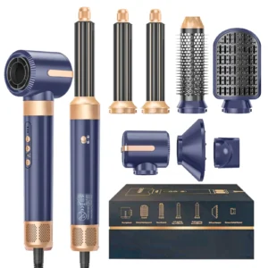 7-in-1-Haartrocknerbürste, bürstenloser Hochgeschwindigkeits-Haartrockner mit Diffusor, ionischer Föhn, Heißluft-Styling-Kamm, automatischer Lockenwickler