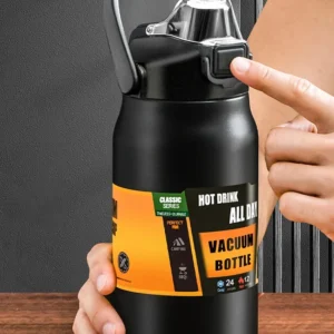 Outdoor-Thermoskanne, tragbar, Thermobecher aus Edelstahl 304, Tumbler, Isolierflaschen, kalte und heiße Sportwasserflasche mit Strohhalm