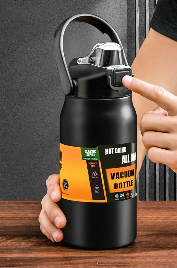 Outdoor-Thermoskanne, tragbar, Thermobecher aus Edelstahl 304, Tumbler, Isolierflaschen, kalte und heiße Sportwasserflasche mit Strohhalm – Bild 10